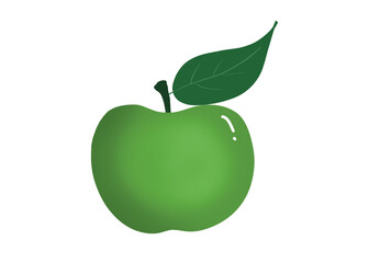 Pomme verte granny Smith, dessin à la main, sans fond