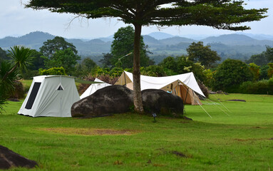 Tent camping in the midst of nature. © Diamon jewelry