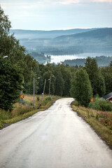 Fototapeta na wymiar road in the mountains, Åre, Jämtland, Norrland, Sweden, Sverige, Summer, Sommar.