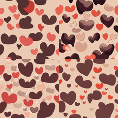 lovely romantic background nice for valentines day. black and white pattern of hearts of different sizes on a pink background. Valentine's Day.