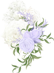 bouquet of white and purple rose flowers
