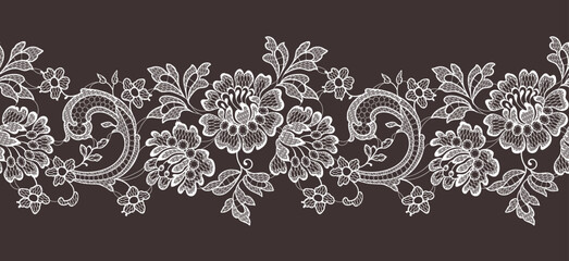 Lace seamless pattern ribbon border vector