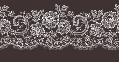 Lace seamless pattern ribbon border vector