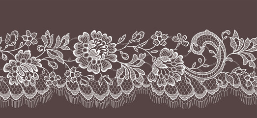 Lace seamless pattern ribbon border vector