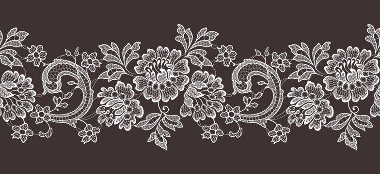 Lace seamless pattern ribbon border vector