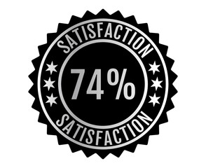 74% Satisfaction Sign Vector transparent background Silver Color
