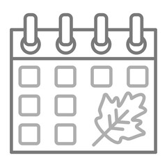 Autumn Calendar Greyscale Line Icon