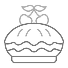 Cherry Pie Greyscale Line Icon