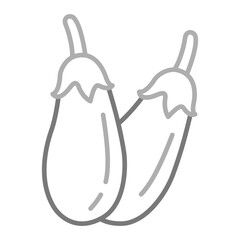 Eggplant Greyscale Line Icon