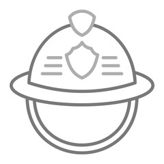 Firefighter Helmet Greyscale Line Icon