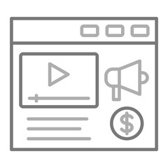 Video Marketing Greyscale Line Icon