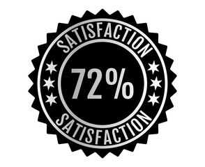 72% Satisfaction Sign Vector transparent background Silver Color