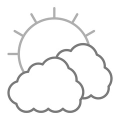 Clouds And Sun Greyscale Line Icon