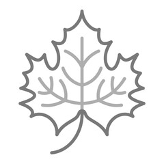 Maple Leaf Greyscale Line Icon
