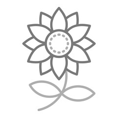 Sunflower Greyscale Line Icon