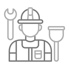 Plumber Greyscale Line Icon