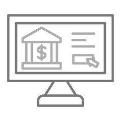 Online Banking Greyscale Line Icon
