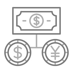 Money Exchange Greyscale Line Icon