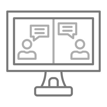 Online Chat Greyscale Line Icon