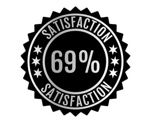 69% Satisfaction Sign Vector transparent background Silver Color
