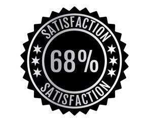 68% Satisfaction Sign Vector transparent background Silver Color