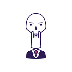 Funny businessman skull, illustration for t-shirt, sticker, or apparel merchandise. With doodle, retro, and cartoon style.