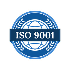 ISO international standard organization 9001 business style brand logo icon with laurel leaf globe earth icon.