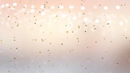 festive  blurred with gold star confetti background copy space template banner