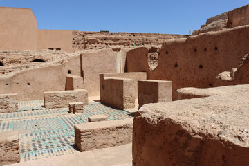 Ruins of El Badi Palace, famous monument of the city of Marrakesh (Morocco)