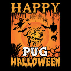 Happy Pug Halloween (Halloween T-Shirt Design)