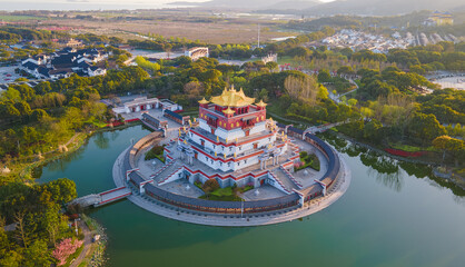 Aerial photography of Lingshan Giant Buddha Scenic Spot, Wuxi City, Jiangsu Province, China