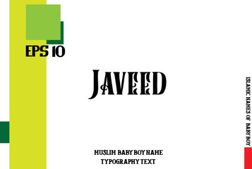 Muslim Men's Name Javeed Stylish Calligraphy Text 