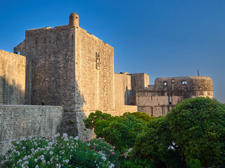 Fototapeta na wymiar Puncjela tower and Fort Bokar in the city wall of Dubrovnik. Croatia, Europe