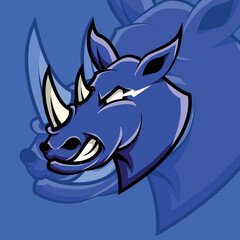 blue two-horned rhino esport logo