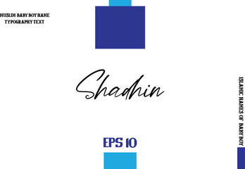 Cursive Text Typography of Baby Boy Arabic Name shadhin