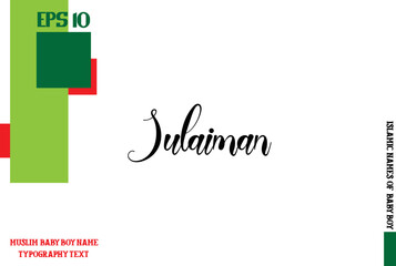 Muslim Men's Name Sulaiman Stylish Calligraphy Text  