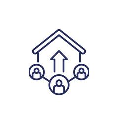 new tenants line icon with a house