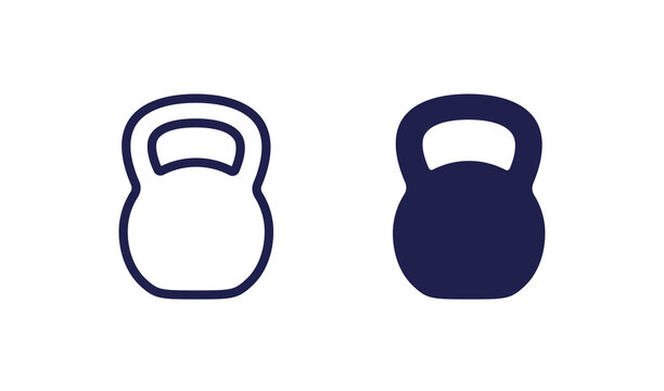 kettlebell icon on white, line and solid design Stock Vector | Adobe Stock