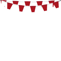 Red White Flag Hanging Banner Rope Burlap Bunting