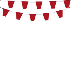 Red White Flag Hanging Banner Rope Burlap Bunting