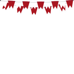 Obraz premium Red White Flag Hanging Banner Rope Burlap Bunting