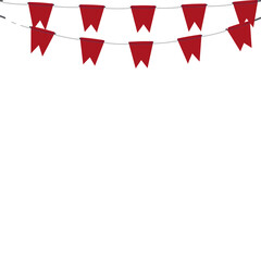 Red White Flag Hanging Banner Rope Burlap Bunting