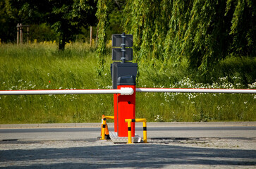 Automatic barrier gate in the parking.