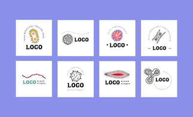 Colorful set of medical doodle icons, cartoon microbiology logos for health facilities, websites, print, pills package, etc.