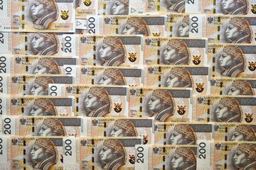 polskie banknoty 200 złotowe  - obrazy, fototapety, plakaty