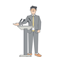 Man Talk In Podium Election Politician Speaking Presidential Stand