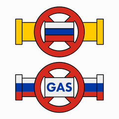 Russian gas ban. Energy crisis in Europe. Flat vector illustration isolated on white background.