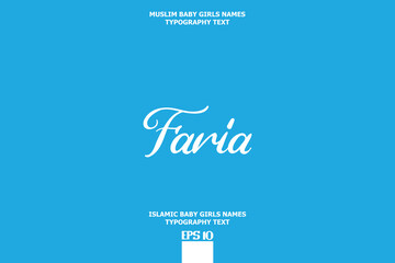 Islamic Female Name Faria Calligraphy Text