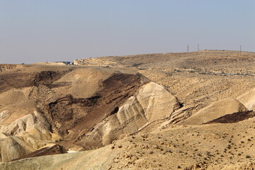 Mountains and rocks in the Judean Desert in the territory of Israel.