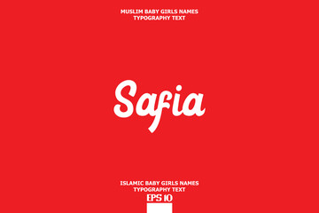 Arabic Girl Name Text Lettering Vector Sign Safia